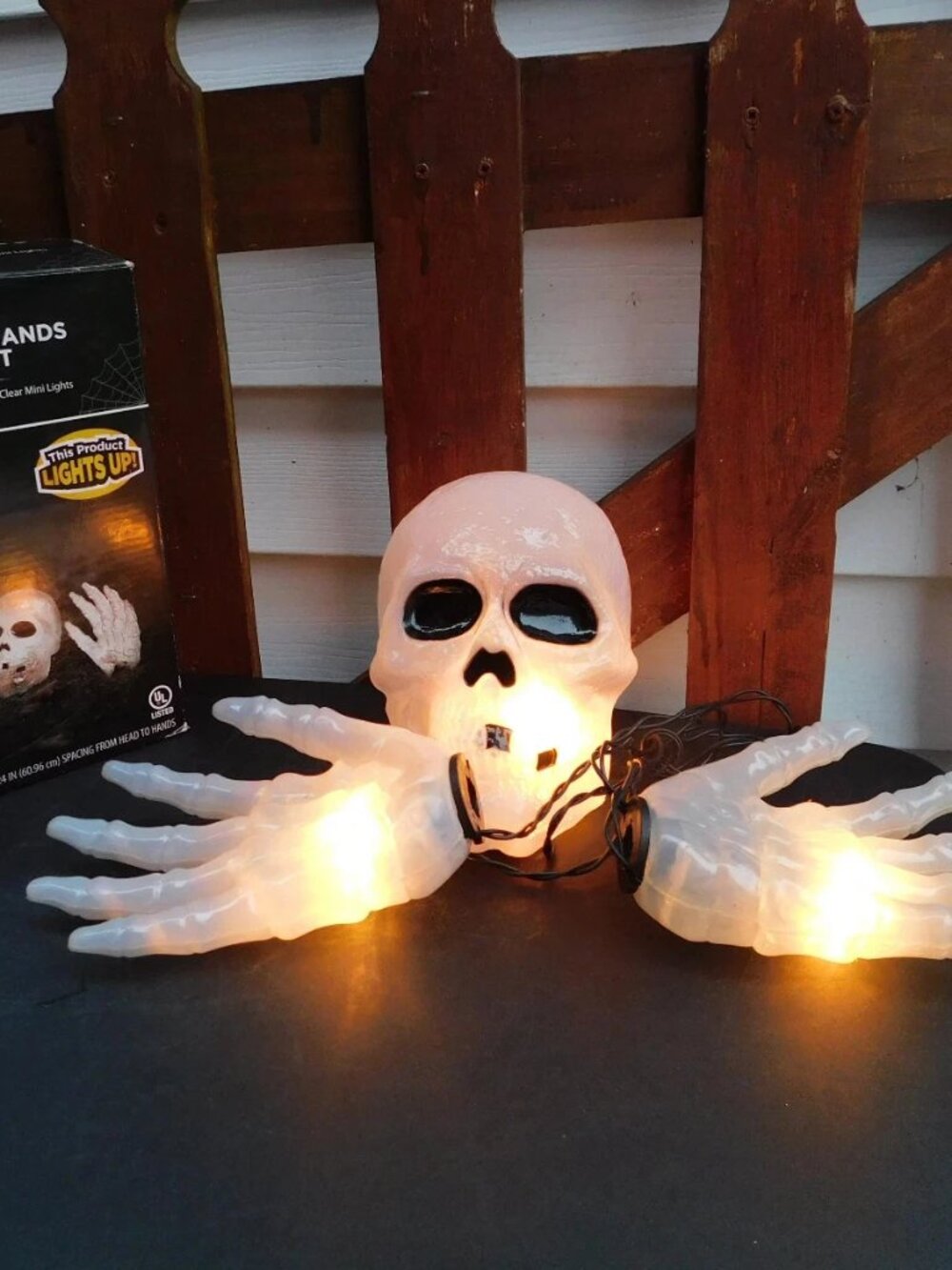 Halloween Ground Breaker Yard Prop with Hands Skull Light Up Decor